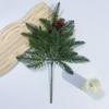 Искусственное растение Зеленая ветка 11 сеток Трехрогая французская сосна с красными плодами Рождественское украшение Домашний орнамент