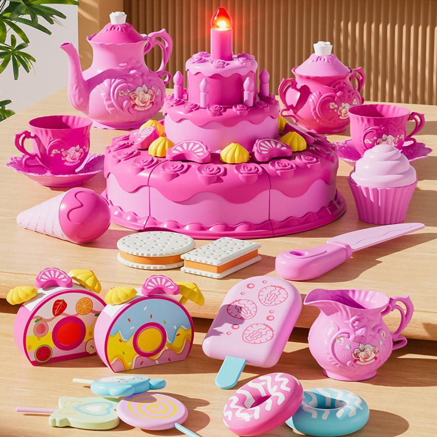 Игровой домик Игрушки для резки торта на день рождения Игра Симуляция Задувание свечи Десерт Фрукты DIY Игрушка Подарок на день рождения Идеально подходит для Нового года