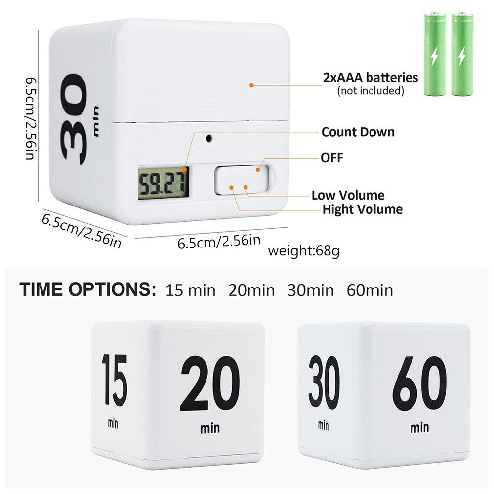 Таймер Time Cube Кухонный таймер для детей для управления временем Настройки обратного отсчета 15 20 30 60 минут