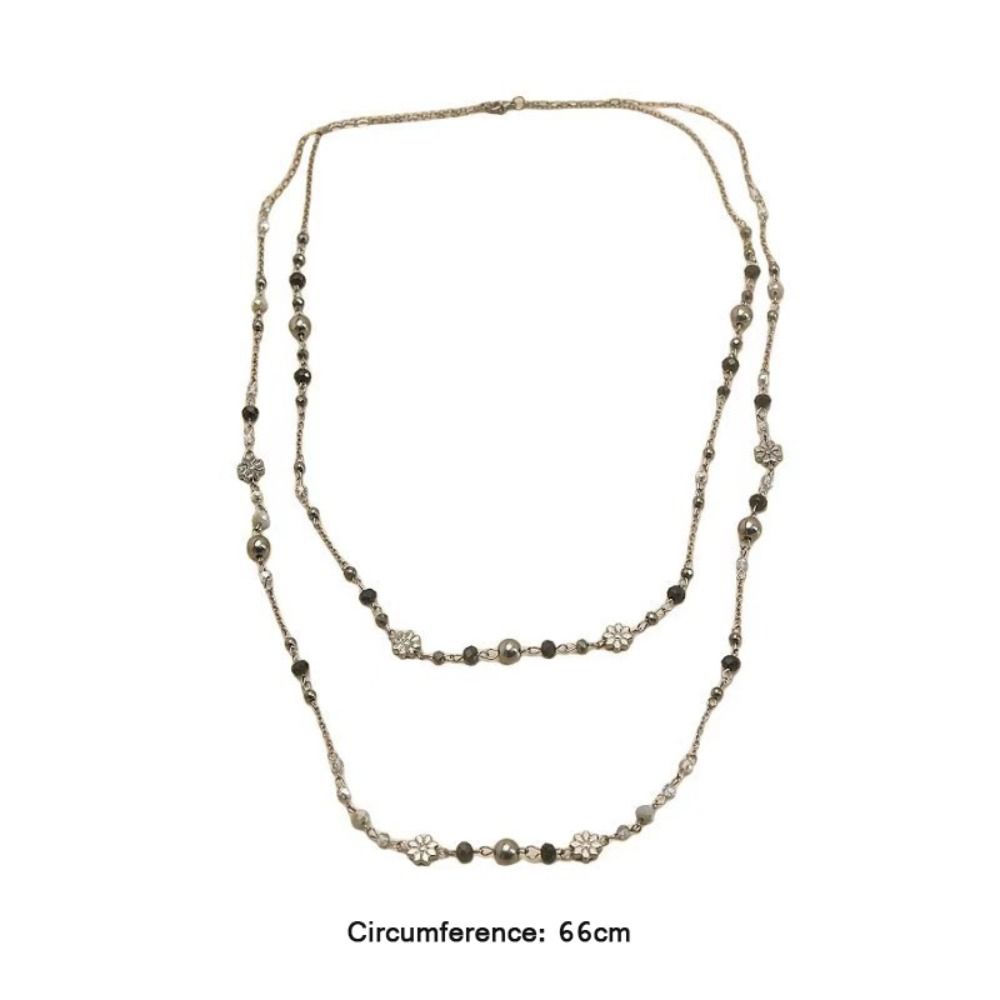 Double-layer Sweater Chain Beaded Geometric Necklace Fashion Flower Necklace