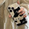 Черно-белая кошка Чехол для телефона для iPhone 12-17 Pro Max, Прозрачный и Мягкий