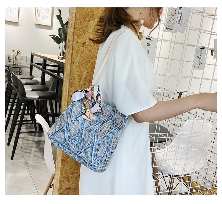 Женская соломенная сумка SCIONE с шелковым шарфом