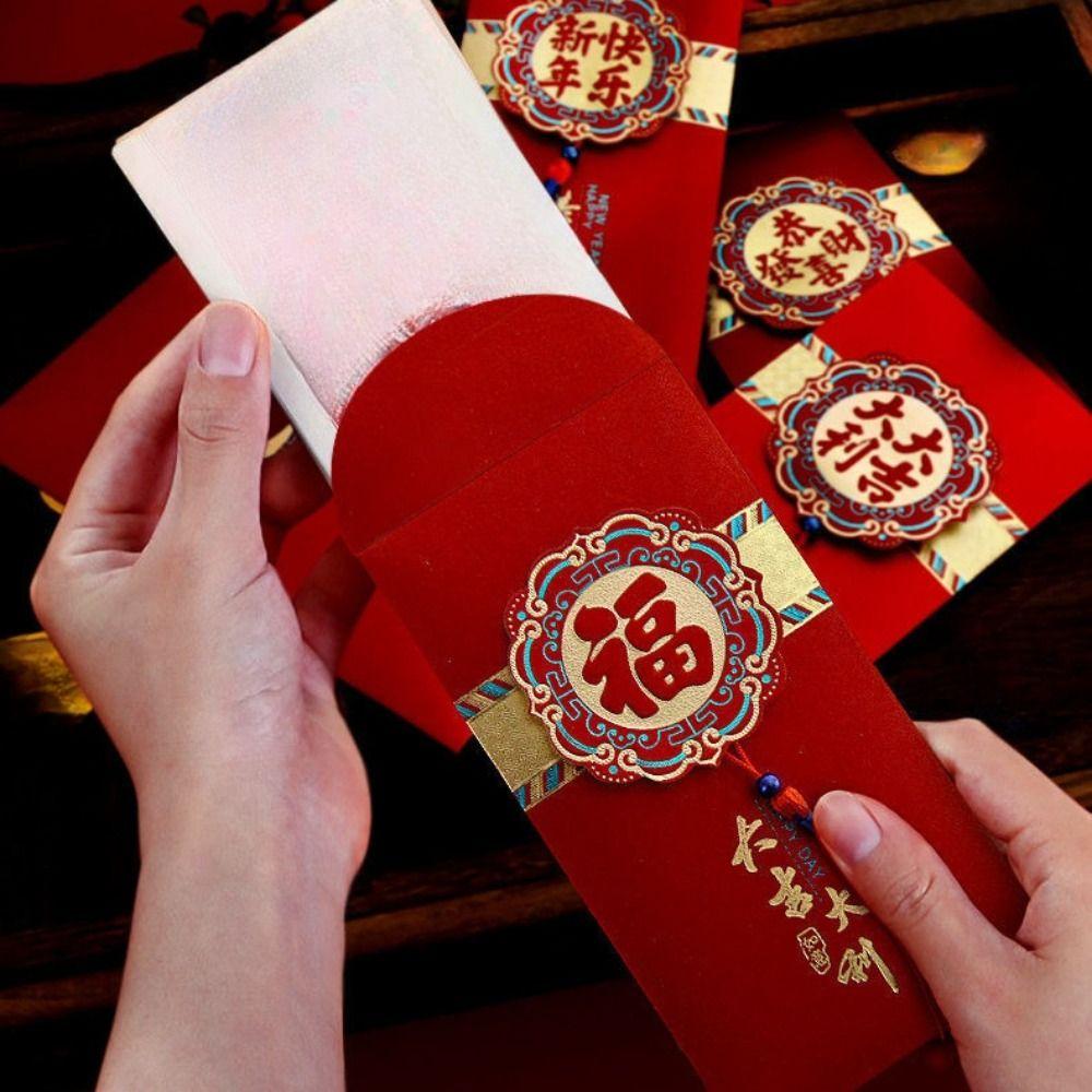 Chinese 2025 New Year Red Envelope Tassel Lucky Red Pockets  Lunar Calendar New Year