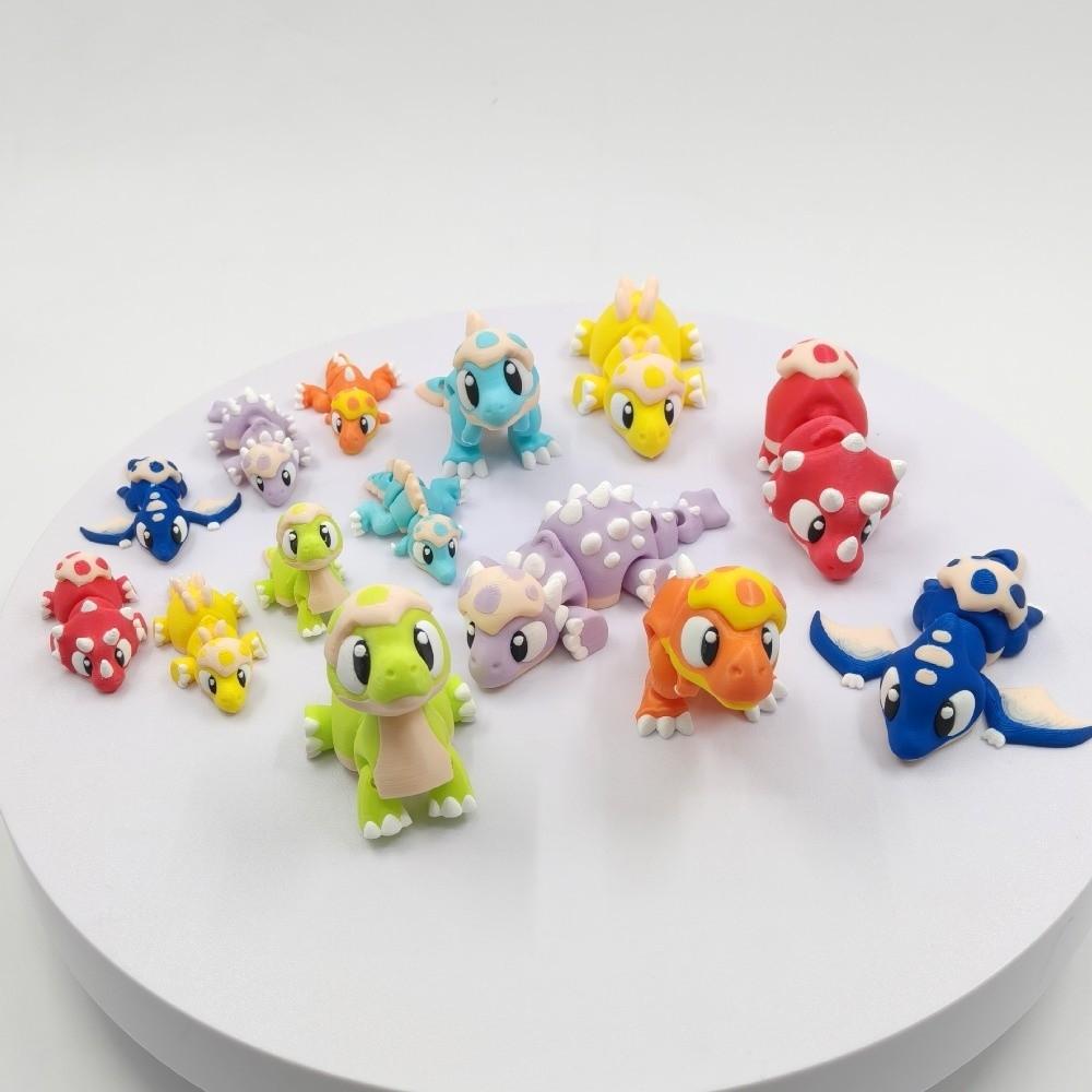 3D Printed Dinosaur Figure Cute Design Realistic Eyes Dinosaur Mini Statue 10cm Joints Movable Animal Ornament Home Decoration