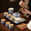Flowering Huang Ru Kung Fu Tea Set, Household Ceramic Opening Film Can Raise a Whole Set of Tea Trays, Light Luxury Brewing Teapot As a Gift