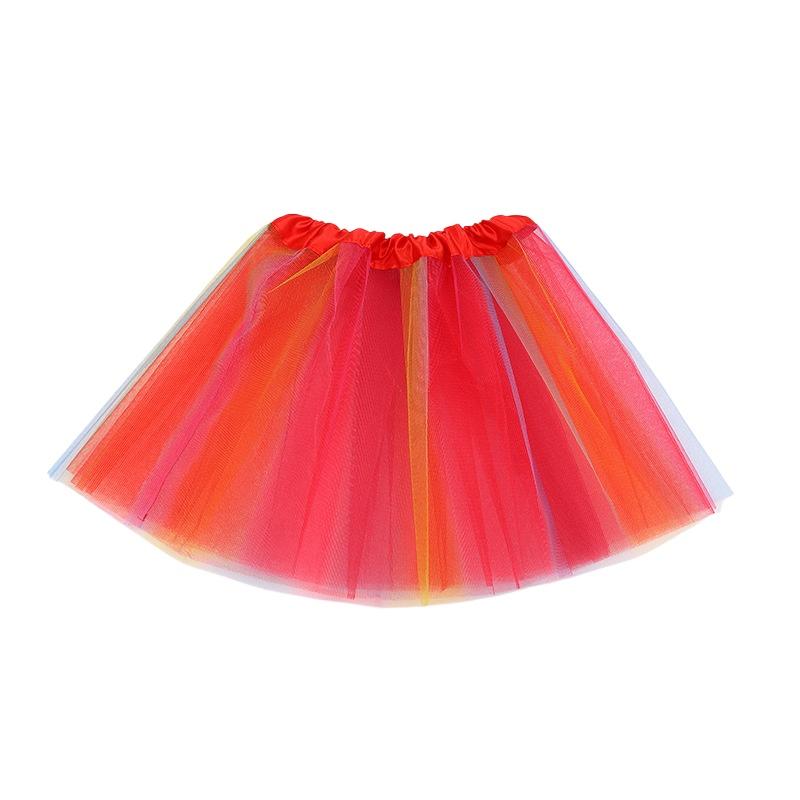 Girls Cheerleading Rainbow Tutu Skirt Child Dance Party Ballet Tulle Tutu Skirt 3 Layers Princess Birthday Party Gift 2-8 Years