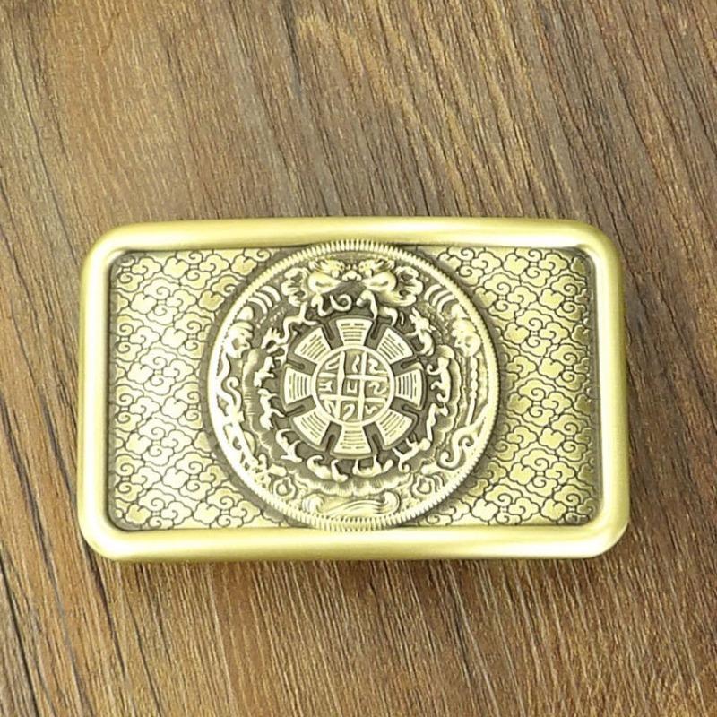 Zodiac Pure Copper Belt, Button Head Men's 3.8 Belt, Head Brass Solid Full Brass Belt Head Clip