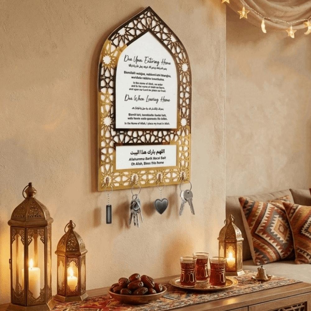 Wall Mounted Islamic Key Rack Decorative Key Organizers Hook Acrylic Key Hanger  Home Decoration