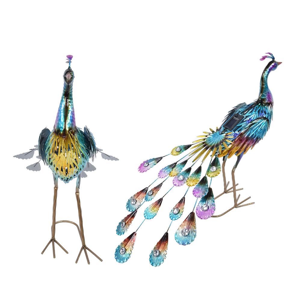 Уличный солнечный свет Яркая скульптура павлина Свет Садовый декоративный свет для двора Газона 69x55 см   27.2x21.7 дюймов