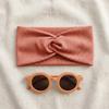 2Pcs Baby Headband Sunglasses Set Ribbed Twisted Headwrap Round Toddler Sunglasses Infants Girls Hair Accessories Cap