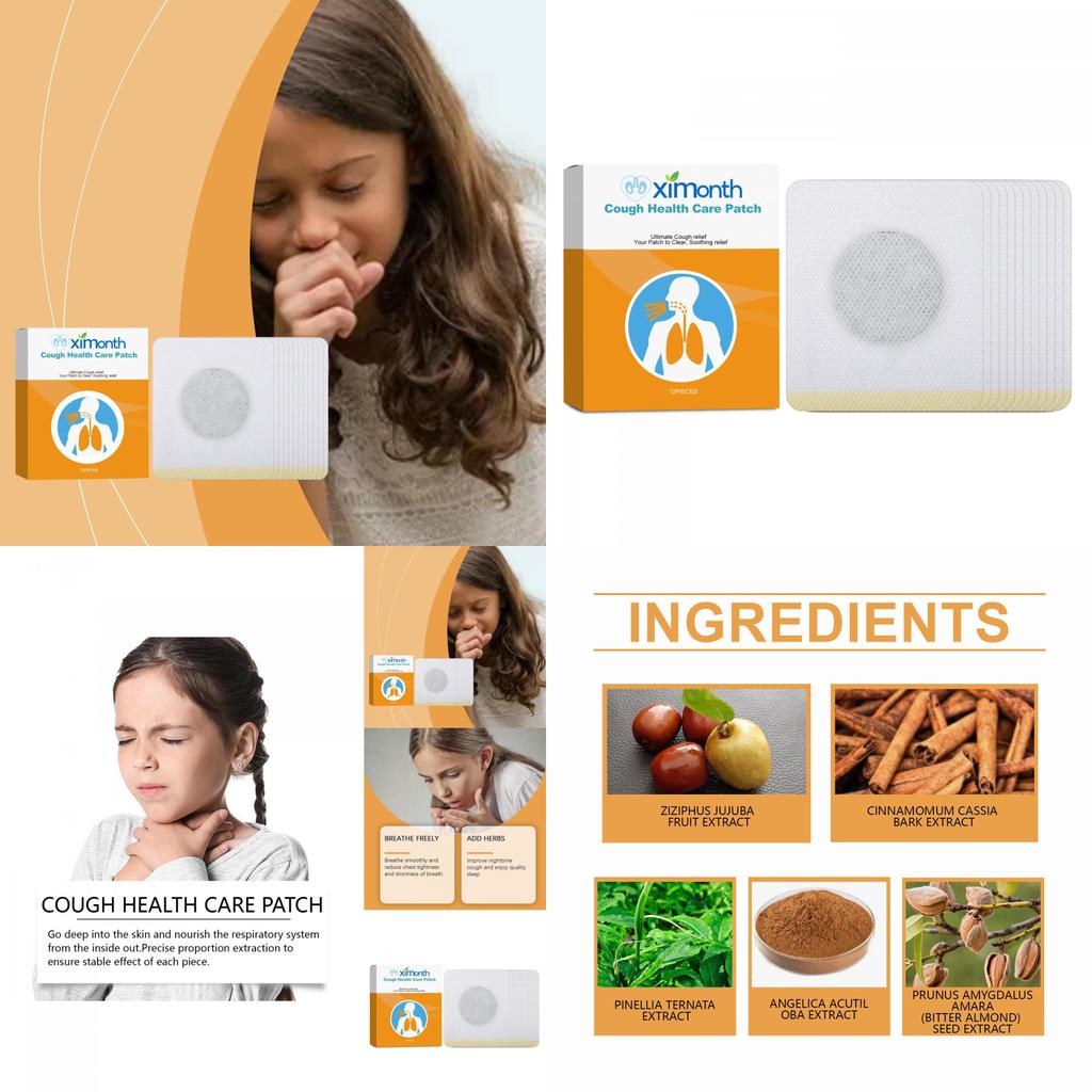 Пластырь от кашля Ximonth, пластырь для здоровья для ухода за телом при кашле и астме, 12 штук
