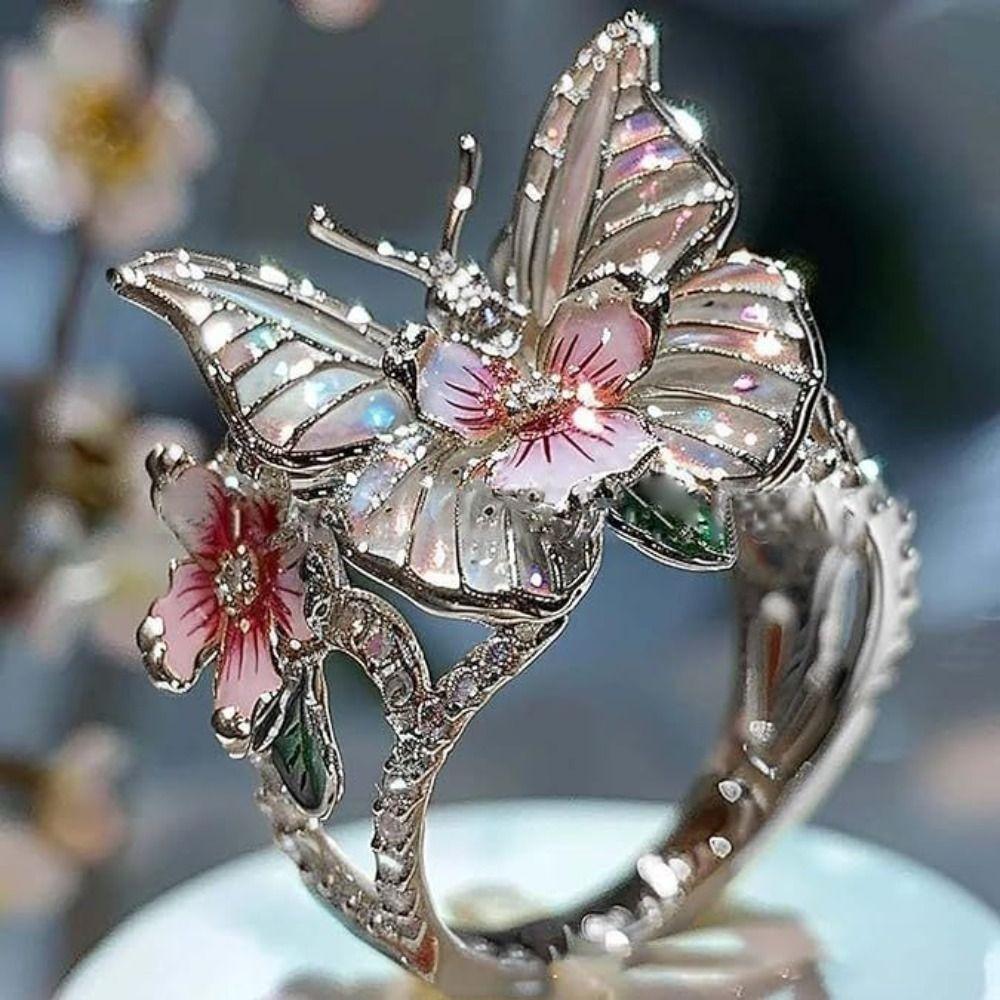 High Quality Jewelry Accessories Butterfly Ring Crafts Non-fading Finger Decorations Gift Open Ring