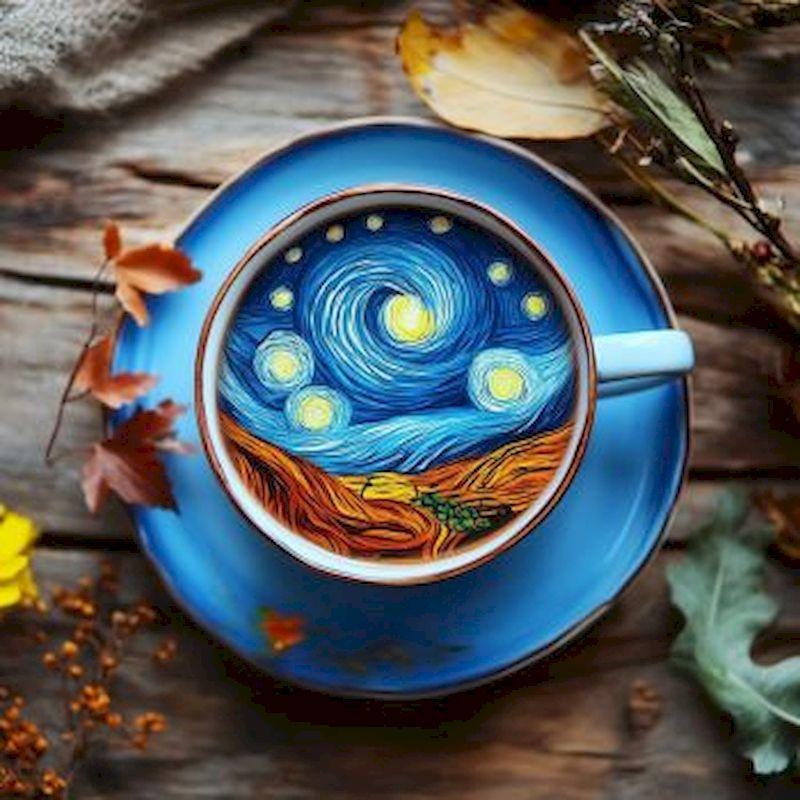 New Full Square&Round Diamond Painting Coffee 5d DIY Diamond Embroidery Starry Sky Scenery Decoration Home Art Kit