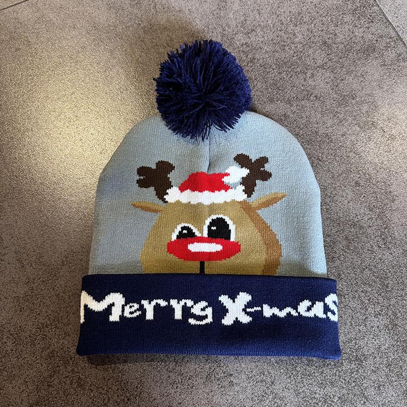 Милый лось снеговик Санта Клаус узор Рождественская тема Теплая вязаная шапка для взрослых Теплая зимняя праздничная мода