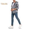 Fall Spring Men Shirt Hooded Drawstring Long Sleeves Color Matching Plaid Print Single-breasted Daily Wear School Home Shirt Coat