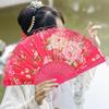 Vintage Lace Folding Fan Peony Pattern Dance Portable Handheld Chinese Flower Fan Summer Hand