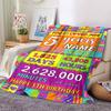 Colorful Birthday Countdown Years Multipurpose Customize Text Soft Warm Cozy Great For Sofa Couch Office Bed Picnics Allseason Use Playful Design