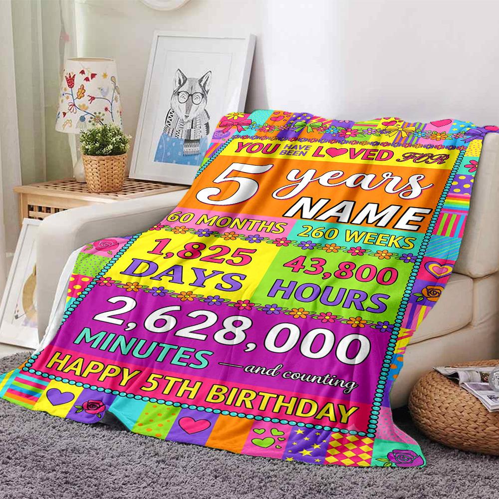 Colorful Birthday Countdown Years Multipurpose Customize Text Soft Warm Cozy Great For Sofa Couch Office Bed Picnics Allseason Use Playful Design