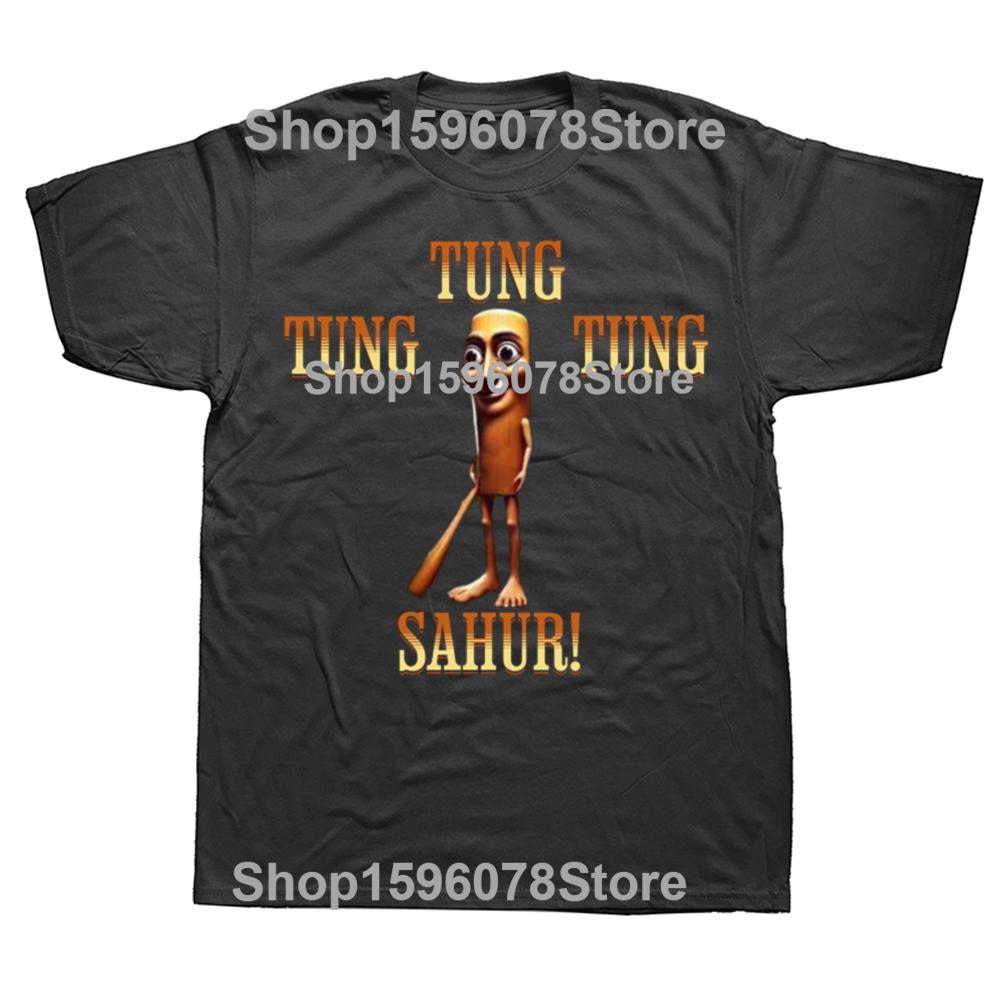 Tung Tung Tung Sahur Funny Italian Brainrot Meme Tee Shirt for Men Women Graphic Printed T Shirts 100% Cotton Clothes