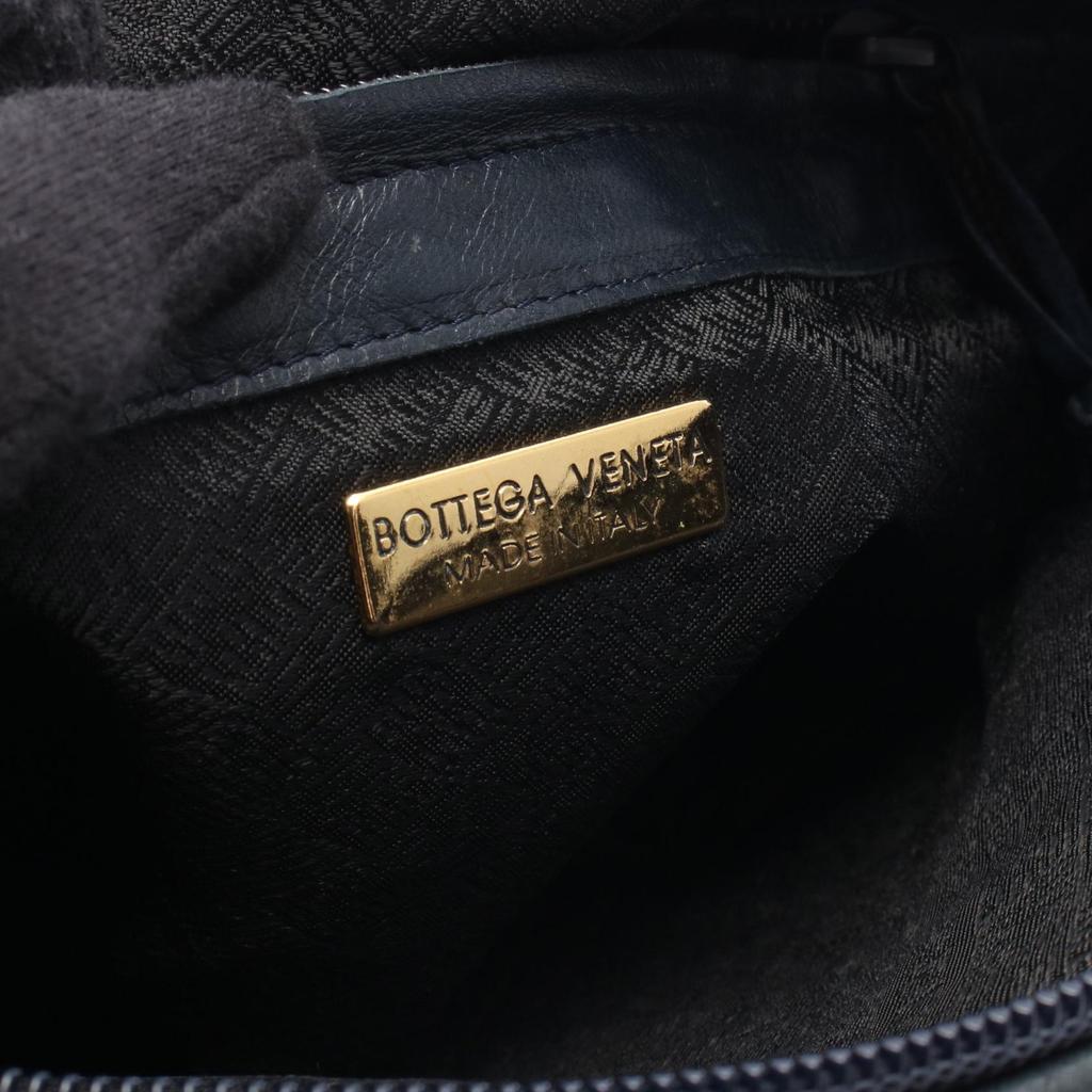 Used BOTTEGA VENETA Intrecciato Shoulder Bag leather Navy Used Women