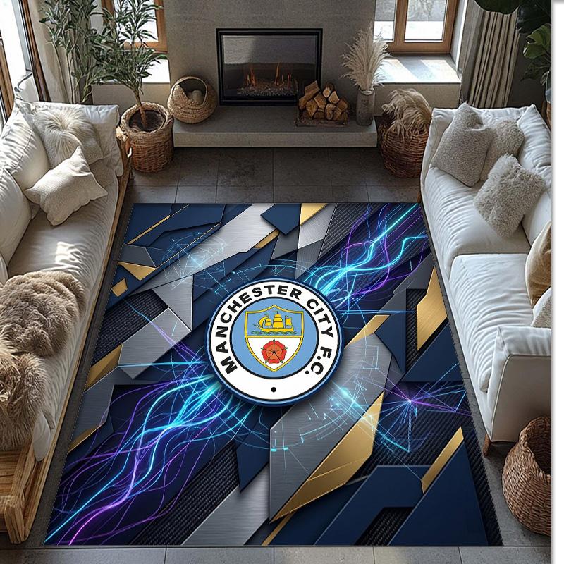 Фланелевый ковер с принтом Manchester City, нескользящий, мягкий, из полиэстера, для пола, декоративный коврик для спальни, гостиной, дивана