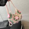 Sweet Handmade Crochet Crossbody Bag Flower Pattern Fabric Yarn Small Change Purse Knitted Shoulder Bag