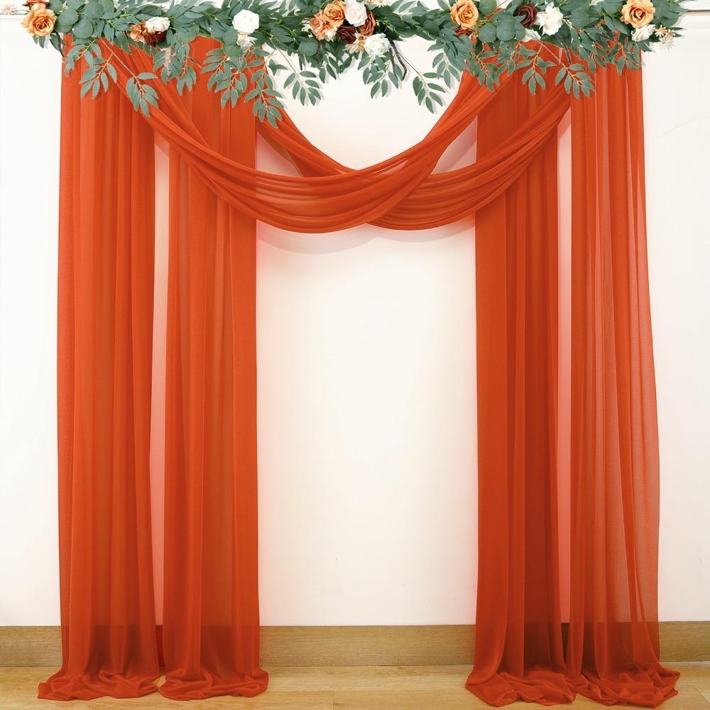 2 Panels Orange, White, Beiges, Pink Wedding Arch Drapes Event Background Curtain Birthday Party