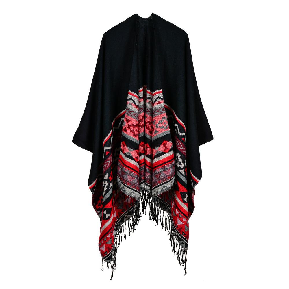 Women's Rhombus Tassel Lengthened Hot-selling Imitation Cashmere Shawl Can Be Used On Both Sides, Thickened Cape