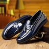 New Wedding Dress Glossy Patent Leather Tassels Shoes For Men Silp On Loafers Prom Homecoming Party Footwear Zapatos