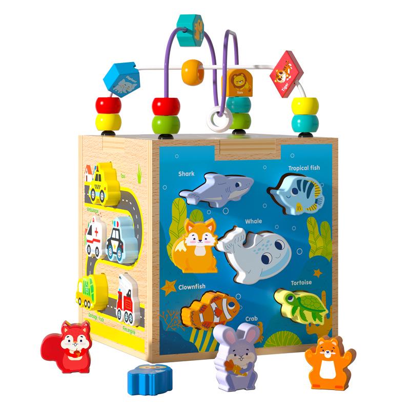 Multifunctional Puzzle & Shape Matching Bead Box - Baby Early Education Toy