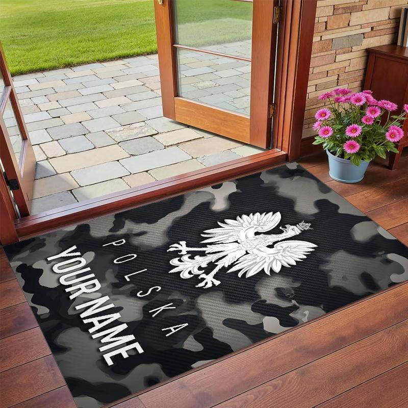 Crystal Velvet Rug Custom Name Text, Soft Non Slip Floor Mat Home DecorPoland Football