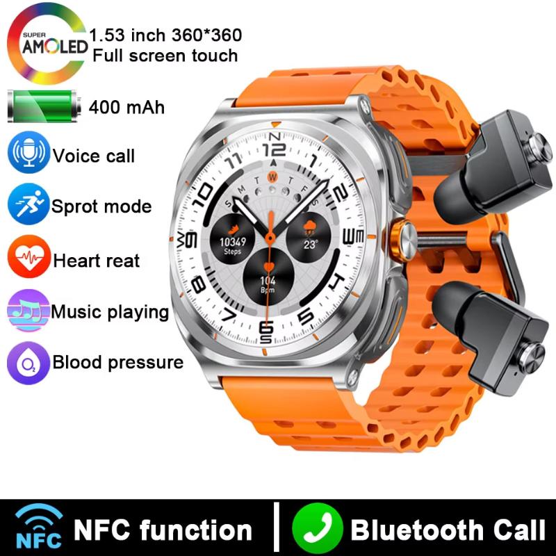 2025 New TWS Smart Watch 2 In 1 With Earphone BT Call Men Watches GPS Track Monitor Play Sport Music SmartWatch For Android IOS