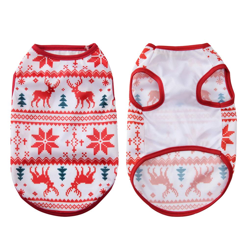 Christmas Pet Dog Clothes For Small Medium Dogs Cat Breathable Puppy Xmas Deer Print Vest T-shirt French Bulldog Pug Costumes