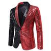 Men Stylish Two Color Conversion Shiny Sequins Blazer Suit Jacket for Dinner Party Wedding Nightclub