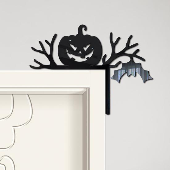 Наклейка на дверь на Хэллоуин, акриловая летучая мышь, тыква, настенная наклейка на дверь на Хэллоуин, угловая рамка, знак, украшение для дома для дверного настенного выключателя