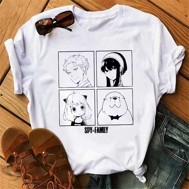 Аниме Spy X Family Футболка Женская Японская Мода Харадзюку Футболки с Коротким Рукавом Летние Топы Каваи О-Образный Вырез Женская Футболка Топ