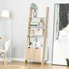 Wooden Ladder Shaped Bookshelf With 3 Shelves And 1 Storage Cabinet 60x40x171 Cm Oak And White