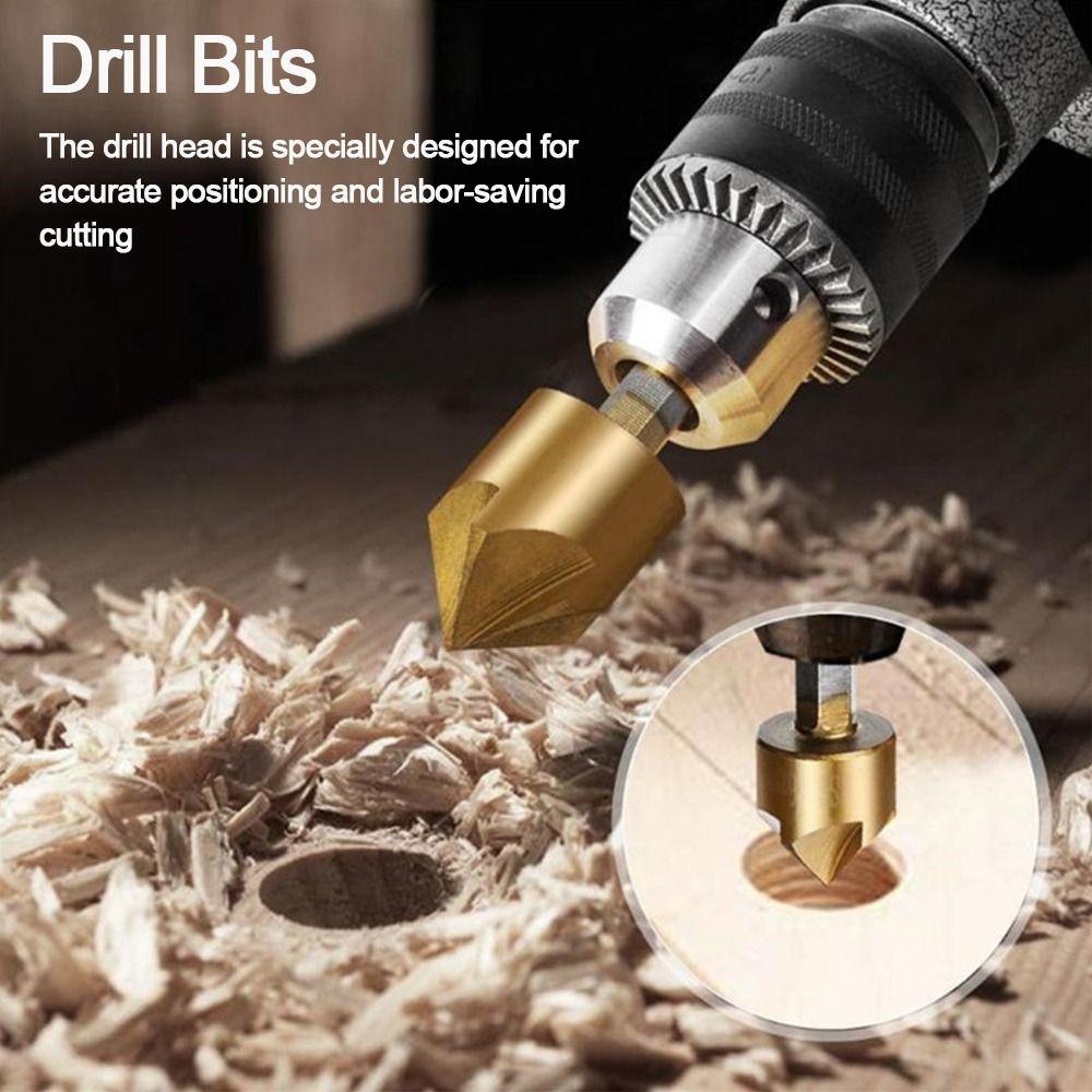 HSS 6мм-19мм 5-зубая зенковка с шестигранным хвостовиком, зенковочное сверло, фреза для снятия фаски с дерева, фаска