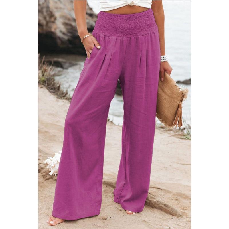 Women's Fashion Loose Casual Solid High Waist Wide Leg Pants Casual Pants