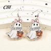 Goth Aesthetic Fashion Earrings 1 Pair Acrylic Ghost for Women, Halloween Cute Dangle Drop Daily Wear with Pumpkin Bucket And Pink Bow Party