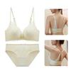 MACITEET Wireless Bra and Panty Set Bust Cleavage and Back Sexy Cute Lace Underwear Set with High Sides and Stretchy Breast Enhancement Women's (Front
