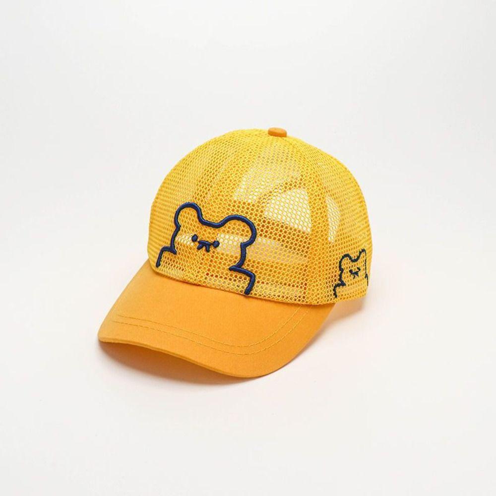 Cartoon Bear Children Baseball Cap Breathable Mesh Baby Beach Hat Panama Cap For 2-5 Years Old