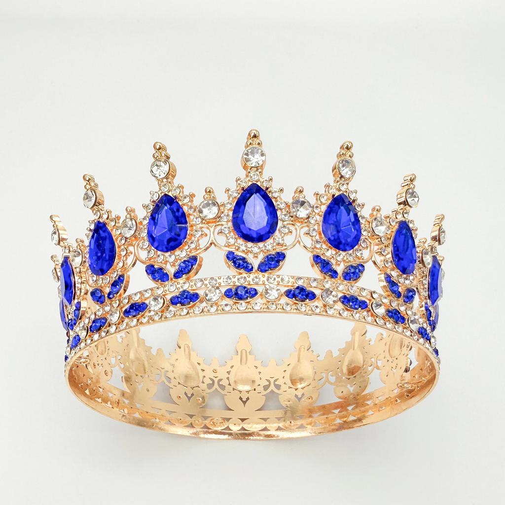 Full Circle Crown Tiara Colorful Baroque Retro Full Diamond Jewelry Wedding Accessories Crown Bridal Crown