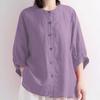 Летняя рубашка из хлопка и льна, женская, с рукавами-фонариками, в стиле ретро, свободная рубашка среднего размера для женщин