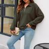 Autumn and Winter Casual Half-open Zipper  Sports Women's Lapel Loose Pullover Long-sleeved Sweater