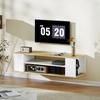 TV Cabinet With Wheels 120 Cm TV Stand For TVs Up To 55 Inches 2 Open Shelves White And Natural