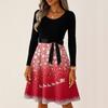 Women's Casual Fashion Long Sleeve Christmas Graphic Printed Vintage Long Dresses