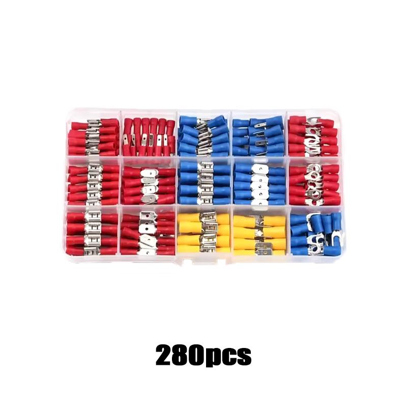 Spade Crimp Terminal Connector Kit with 4-in-1 Stripper DIY Wire Connector Connector Kit Industrial Electrical Connectors