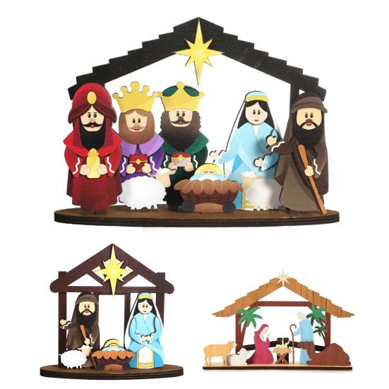 Рождественский вертеп Yousheng, деревянный рождественский вертеп, христианская религиозная статуэтка, праздничный настольный центральный элемент для декора фермерского дома