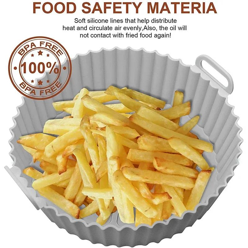 Air Fryer Silicone Liners Backing Tray Pizza Fried Chicken Airfryer Silicone Basket Reusable Airfryer Pan Liner Accessories